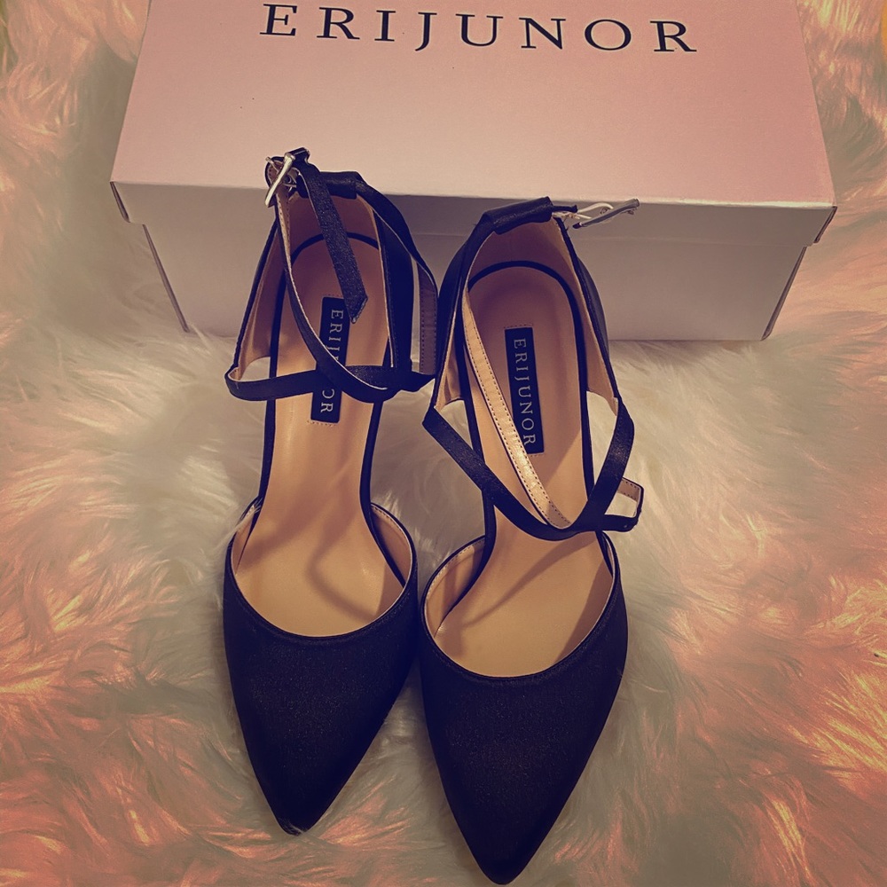Black criss cross strap heel